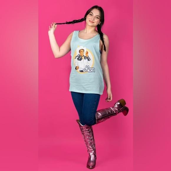 NWT✨ Cakeworthy x Barbie Pastel Blue Western Ken Tank Top Cowboy Unisex - Picture 2 of 11